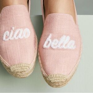 Soludos women’s size 6 pink & white Ciao Bella espadrilles flats coastal summer